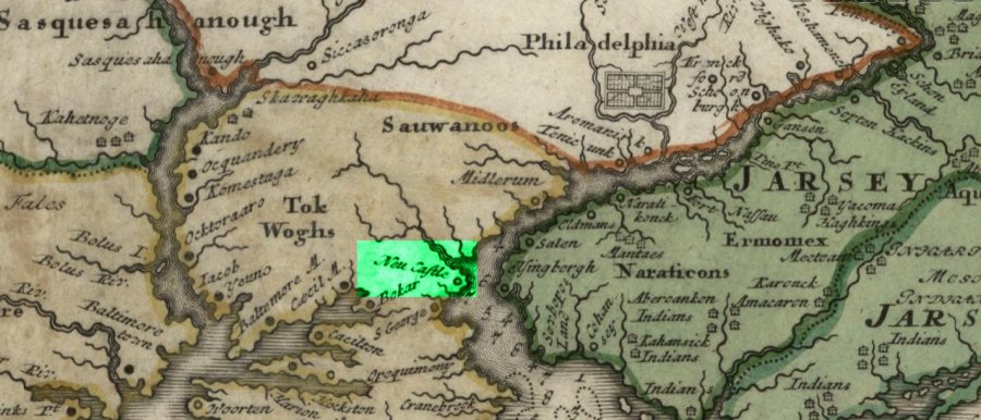 Map showing location of New Castle DE